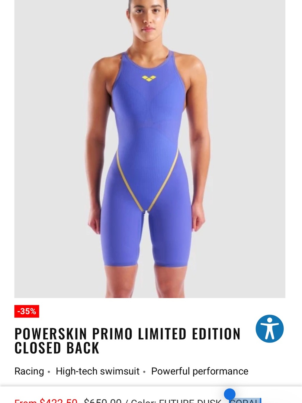 Arena powerskin PRIMO LIMITED EDITION CLOSED BACK techsuit